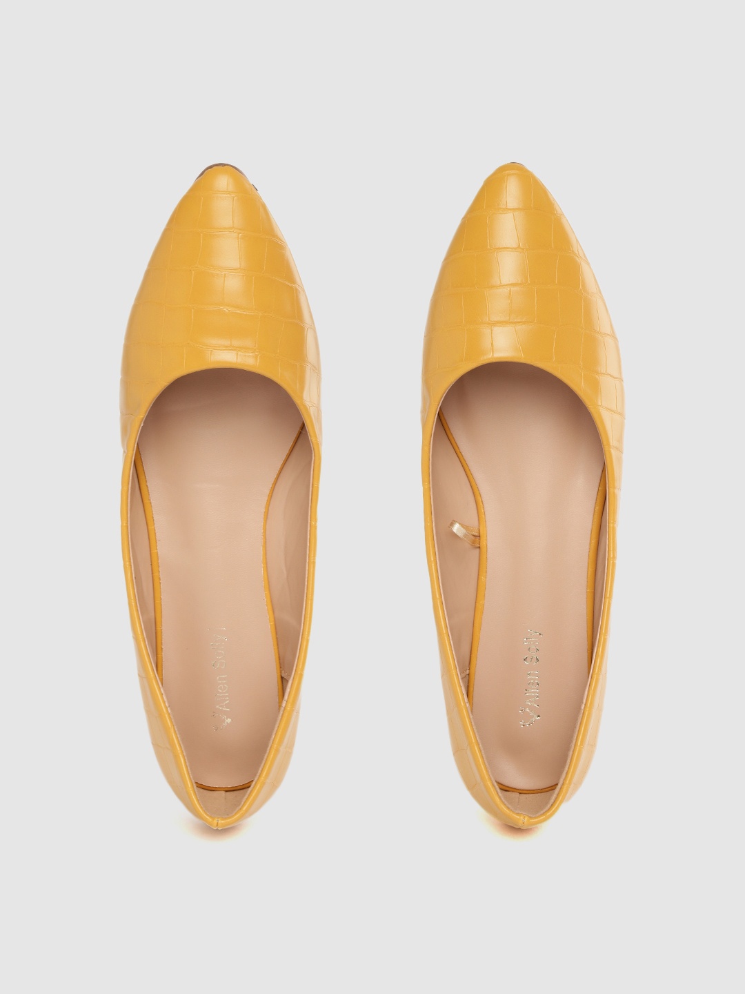 

Allen Solly Women Mustard Yellow Croc Textured Ballerinas