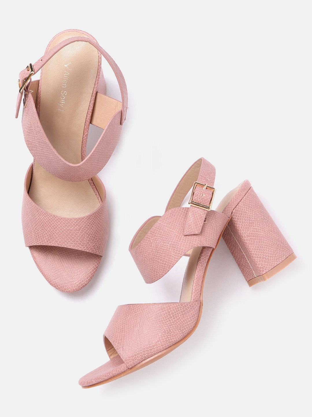

Allen Solly Women Dusty Pink Snakeskin Textured Heels