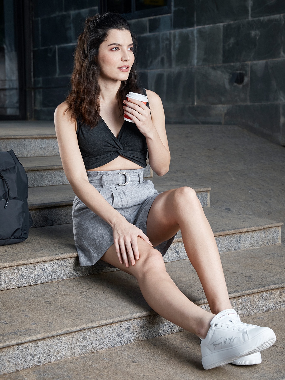 

Marks & Spencer Women Grey Linen Solid Shorts