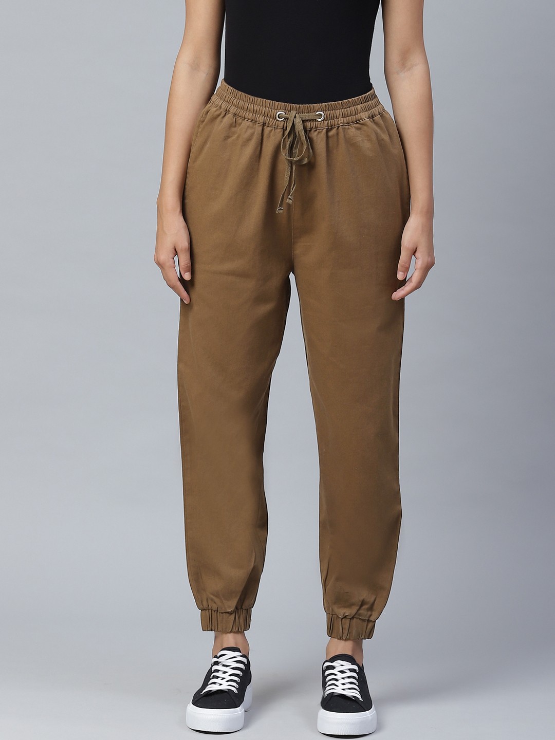 

plusS Women Brown Straight Fit Solid Joggers