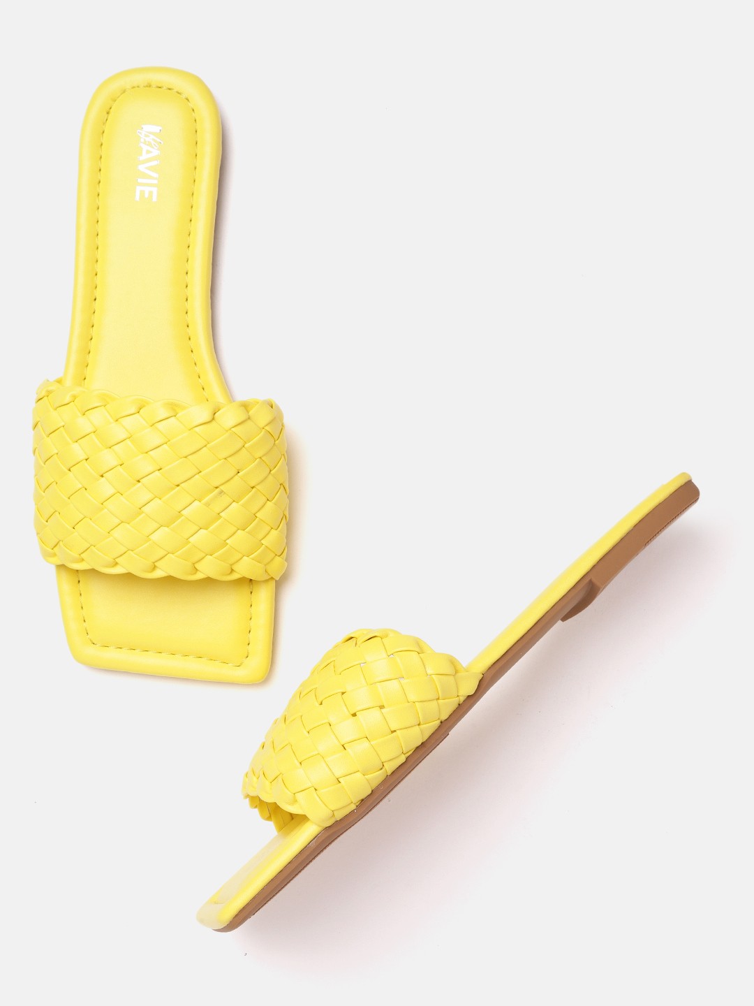 

Lavie Women Yellow Basketweave Open Toe Flats