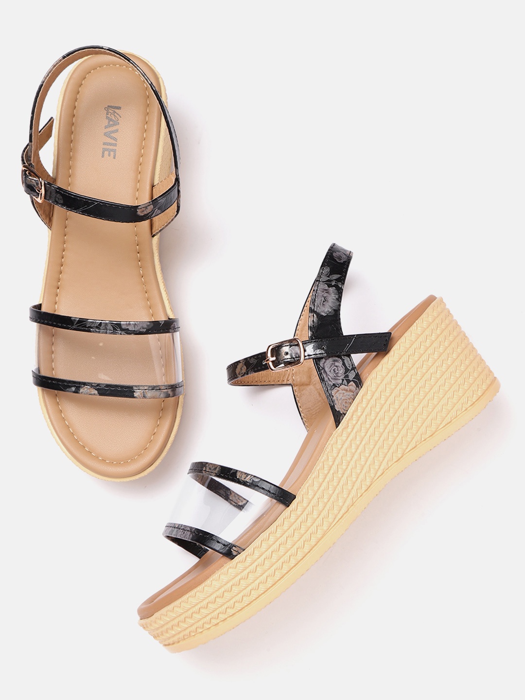 

Lavie Women Transparent & Black Striped Detail Wedges