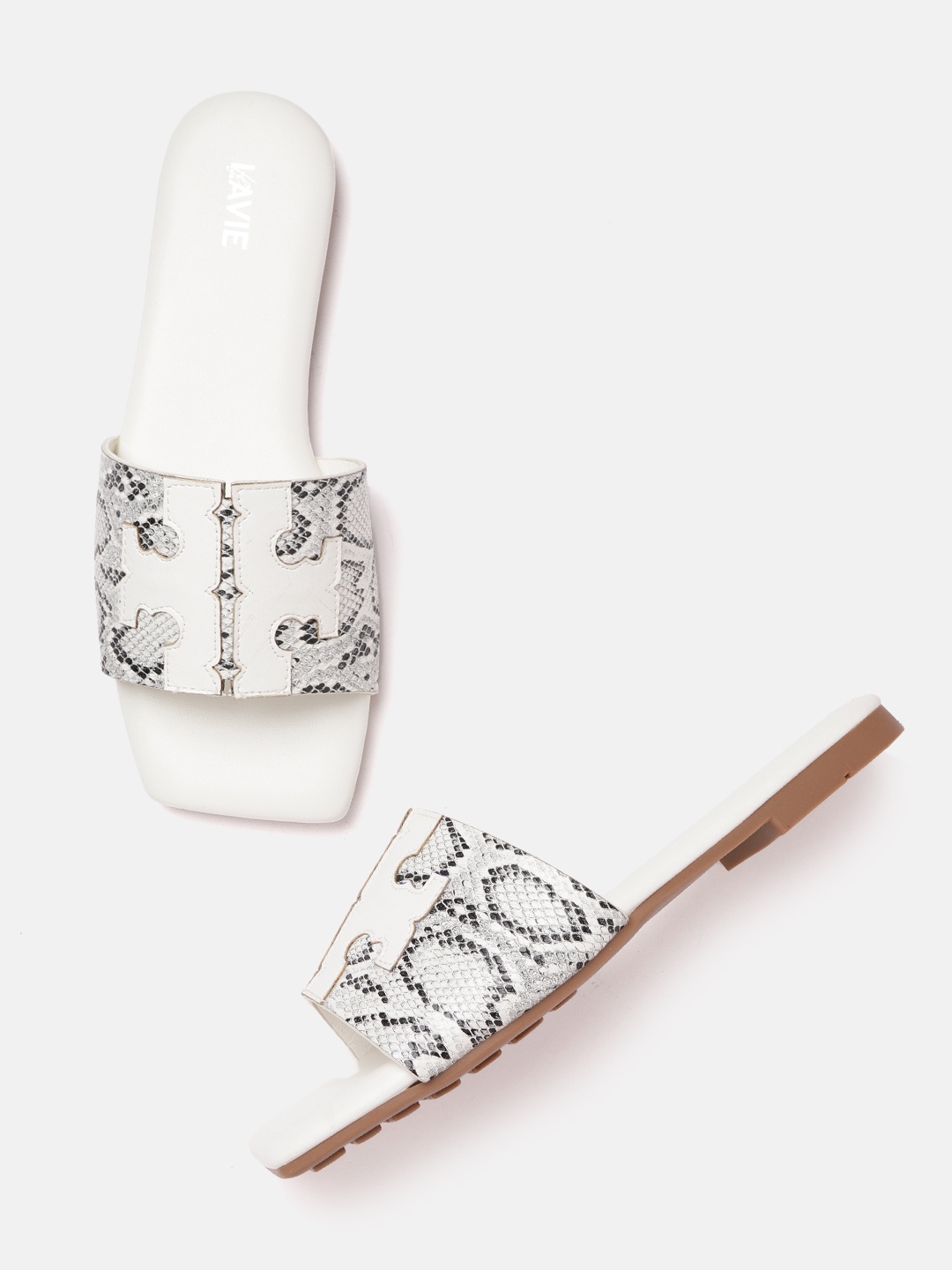 

Lavie Women White Snakeskin Print Open Toe Flats