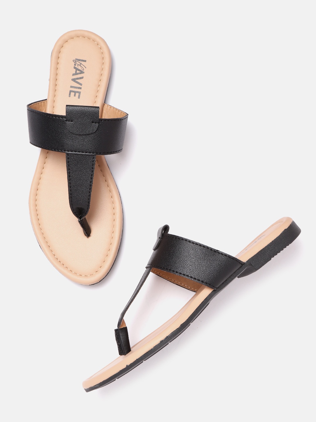 

Lavie Women Black Solid T-Strap Flats
