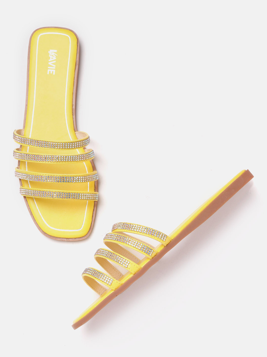 

Lavie Women Yellow Embellished Open Toe Flats