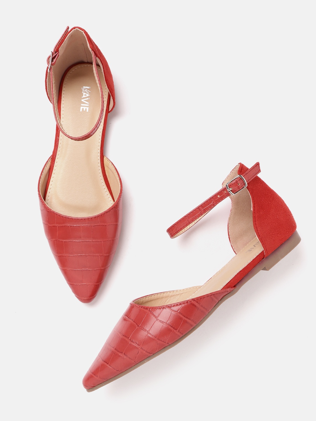 

Lavie Women Red Croc Textured Ballerinas Flats
