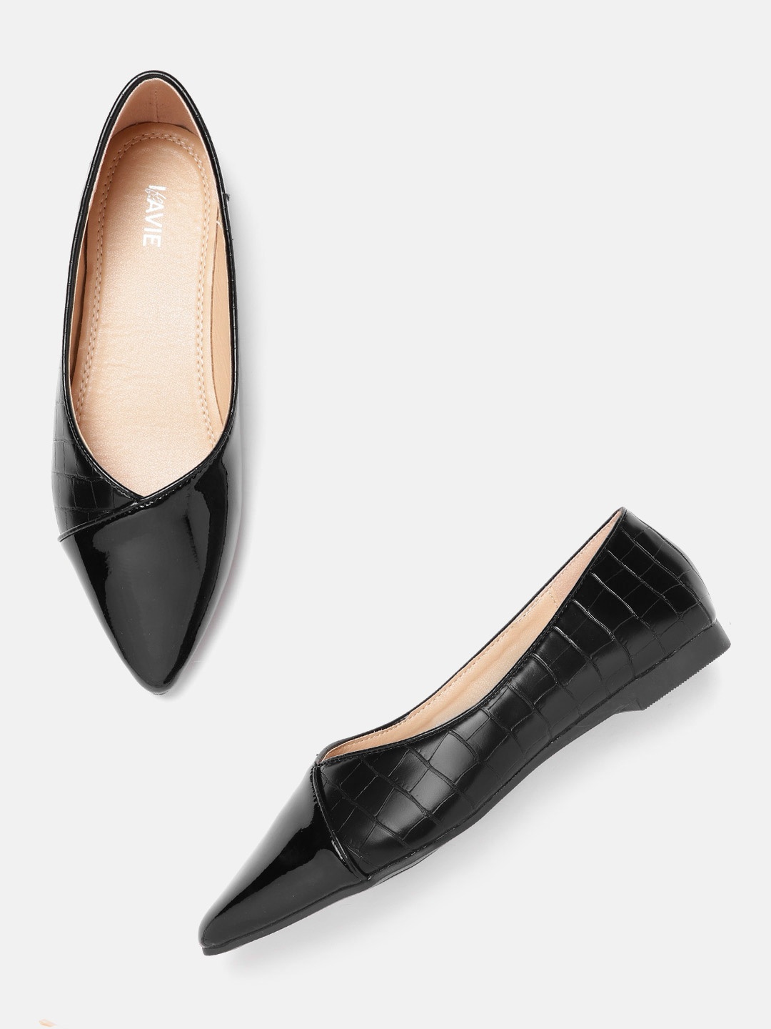 

Lavie Women Black Croc Textured Ballerinas