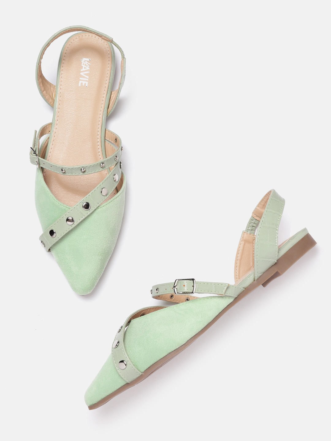 

Lavie Women Green Closed Toe Flats with Buckles