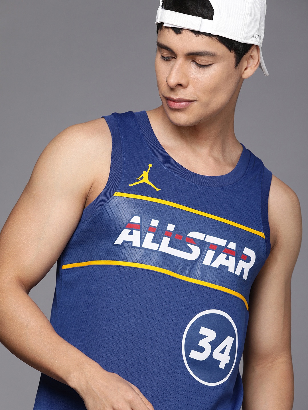 

Nike Men Blue & White Printed Standard Fit T-shirt