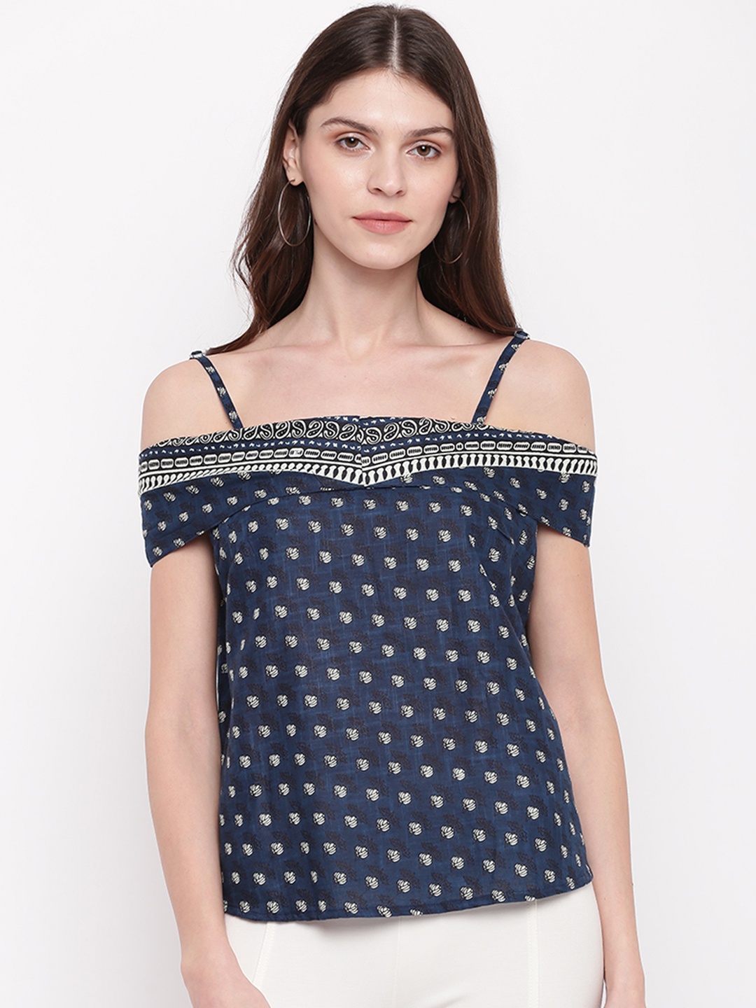 

Mayra Women Blue Off Shoulder Top