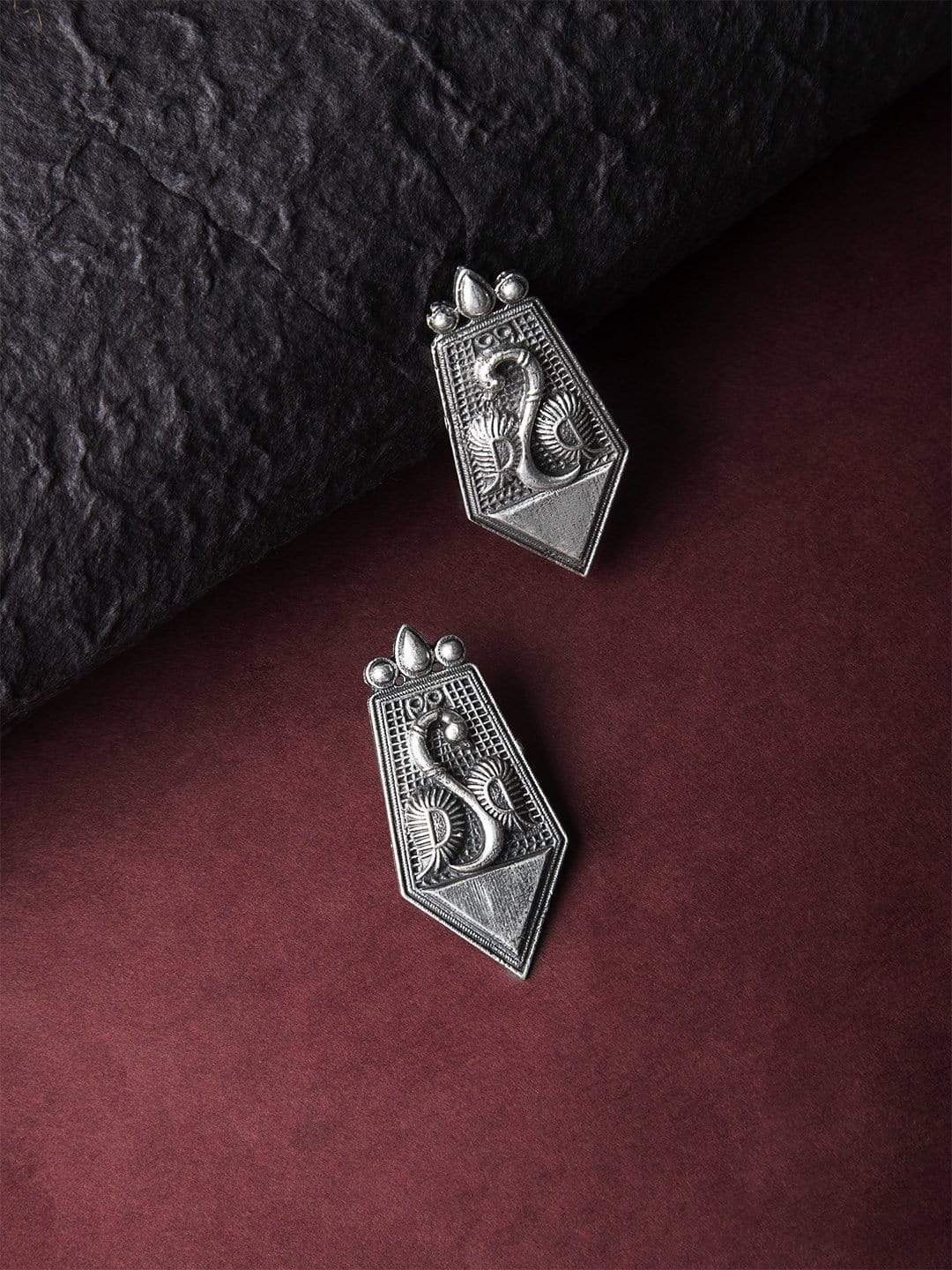 

Rubans Silver-Toned Contemporary Drop Earrings