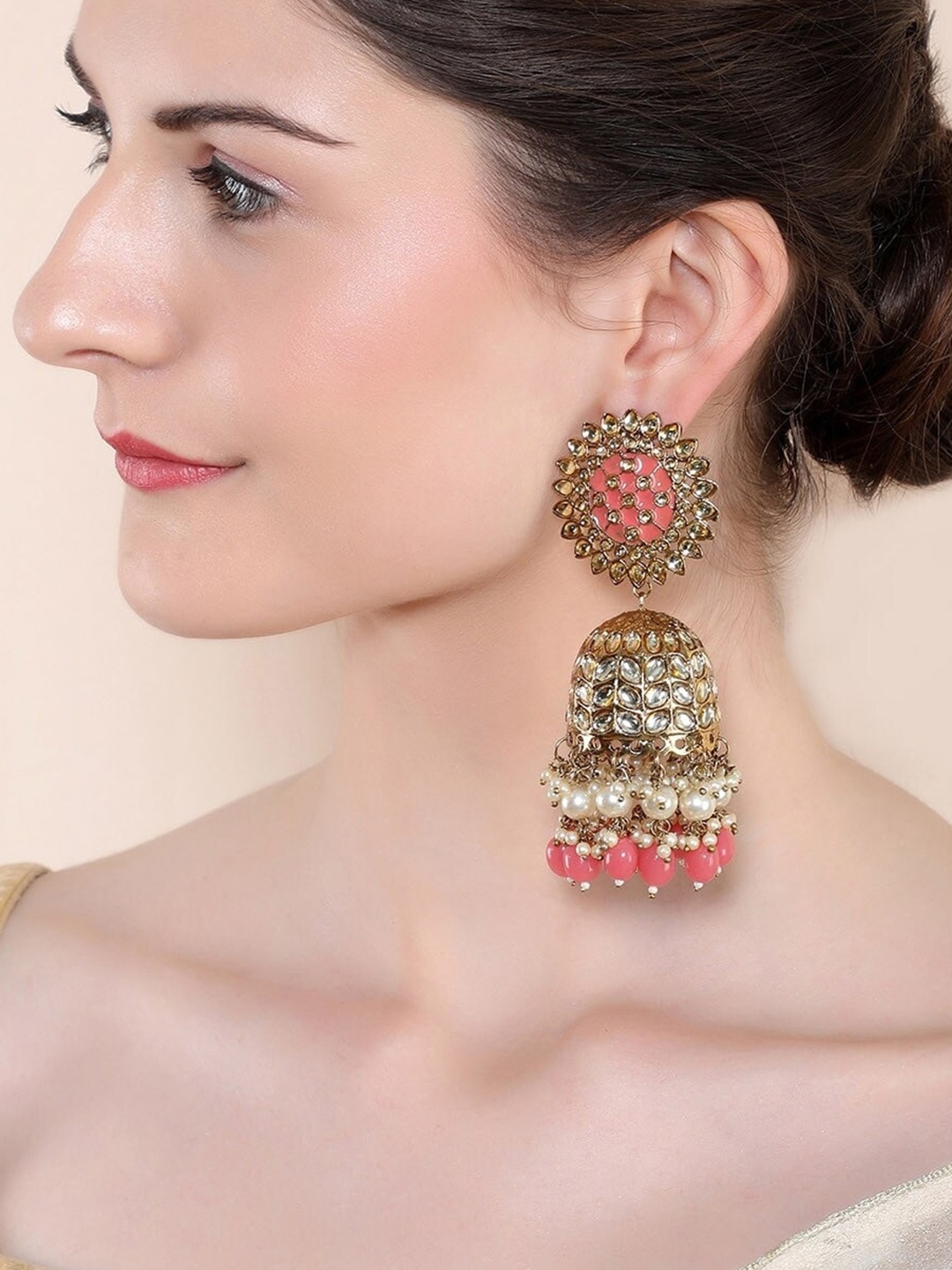 

Rubans Gold-Plated Contemporary Jhumkas