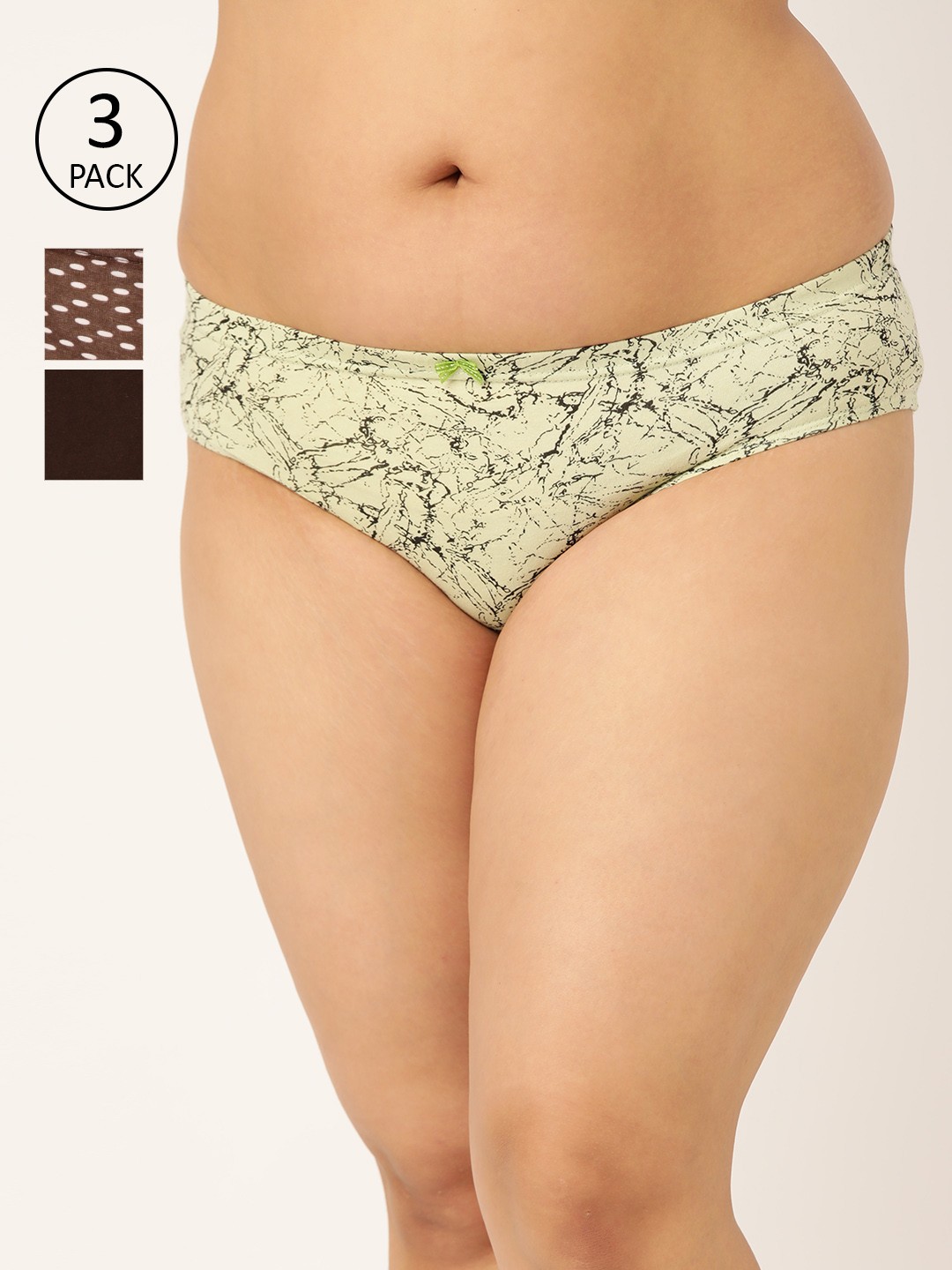 

Leading Lady Women Pack of 3 Pure Cotton Mid-Rise Basic Briefs P-L-151-3, Brown