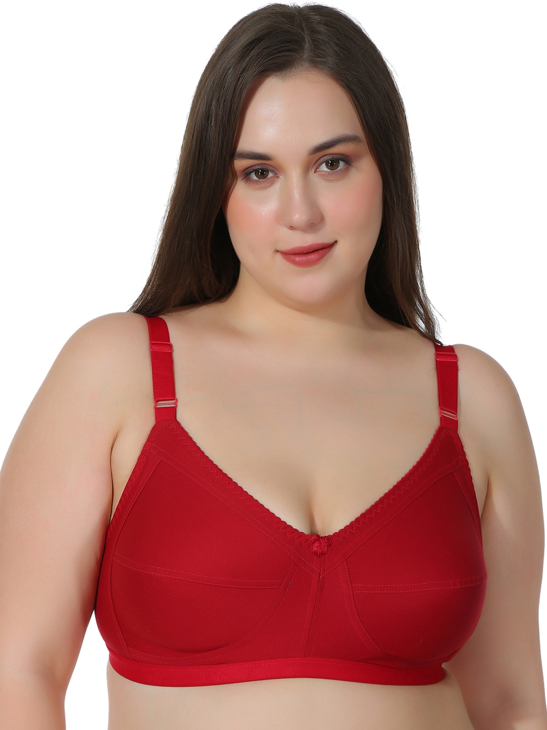 

Leading Lady Plus Size Maroon Pure Cotton Solid Full Coverage Everyday Bra