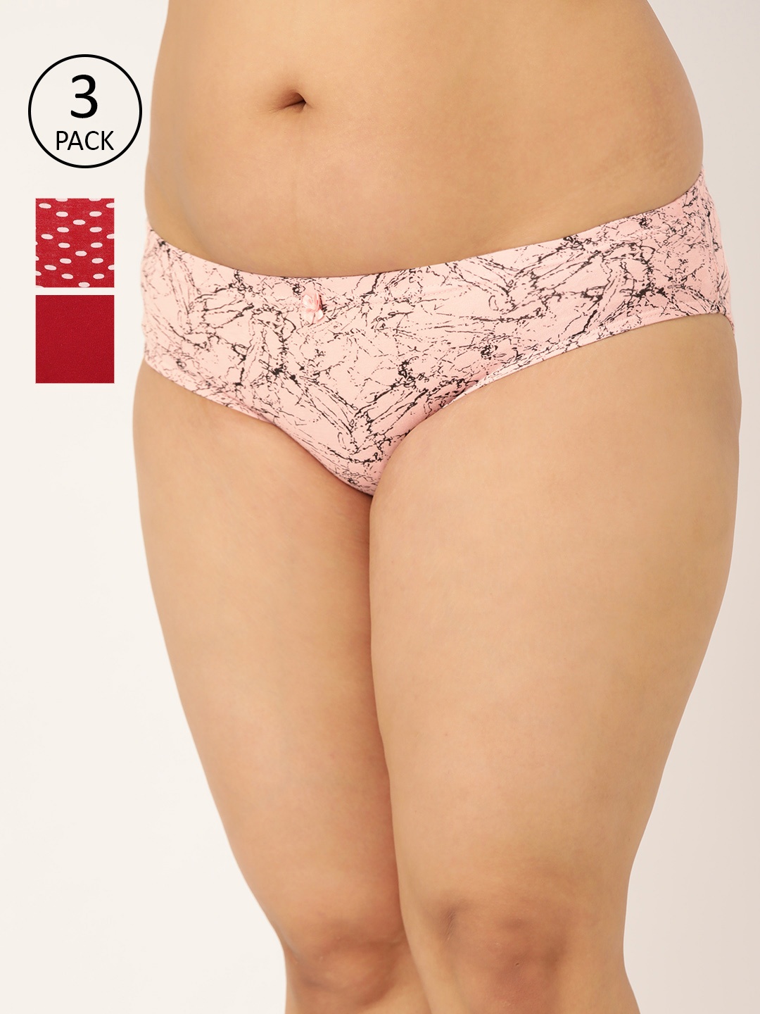 

Leading Lady Women Pack of 3 Pure Cotton Mid-Rise Basic Briefs P-L-149-3, Pink