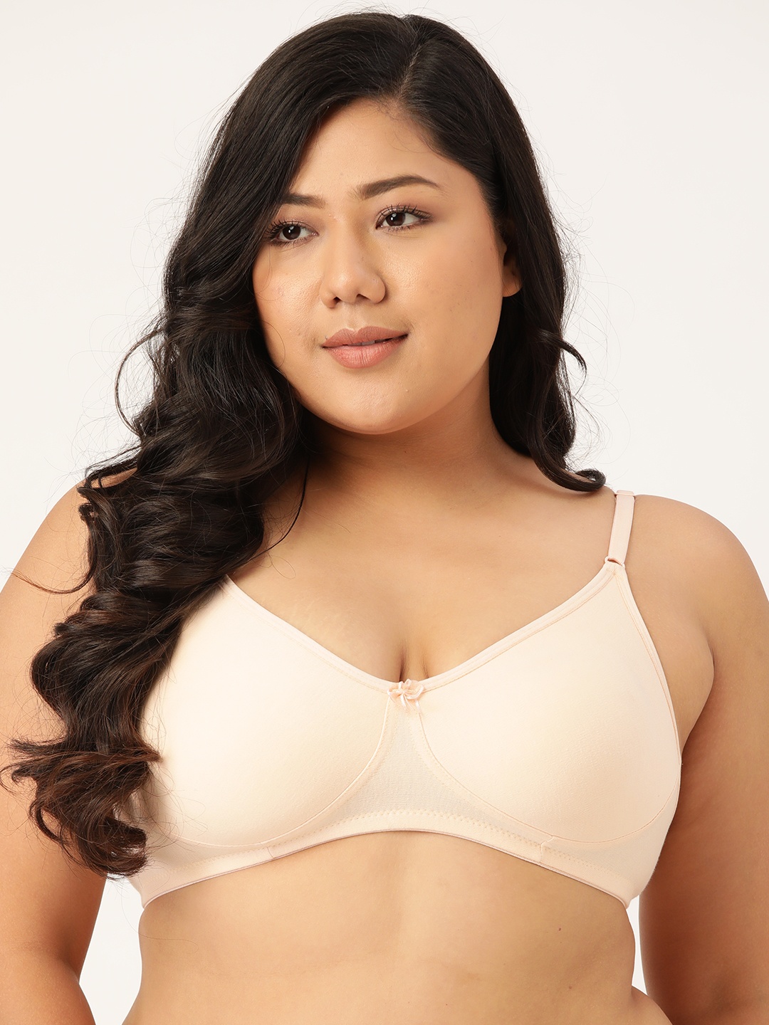 

Leading Lady Plus Size Cream-Coloured Solid Full Coverage Everyday Bra P-COOL-PCH