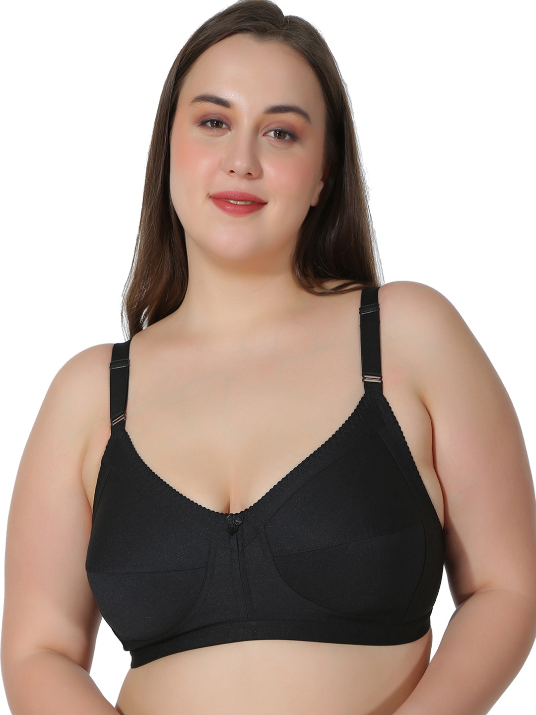 

Leading Lady Plus Size Black Pure Cotton Solid Full Coverage Everyday Bra