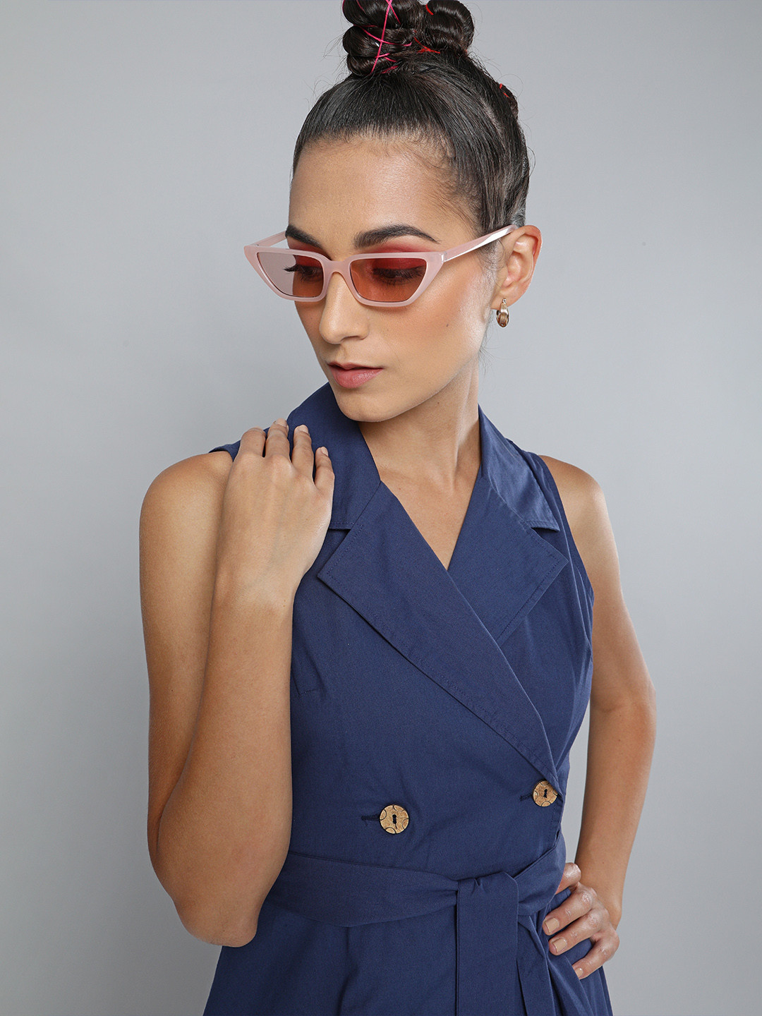 

SASSAFRAS Women Navy Blue Solid Blazer Dress