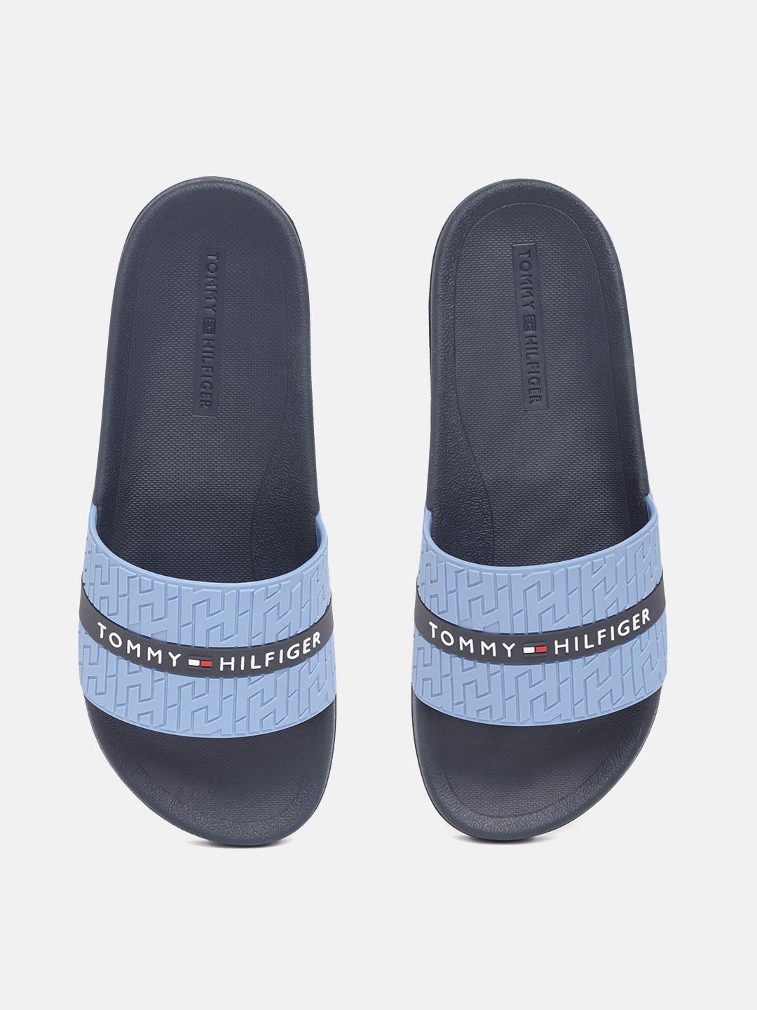 

Tommy Hilfiger Men Blue Brand Logo Textured & Rubber Print Sliders