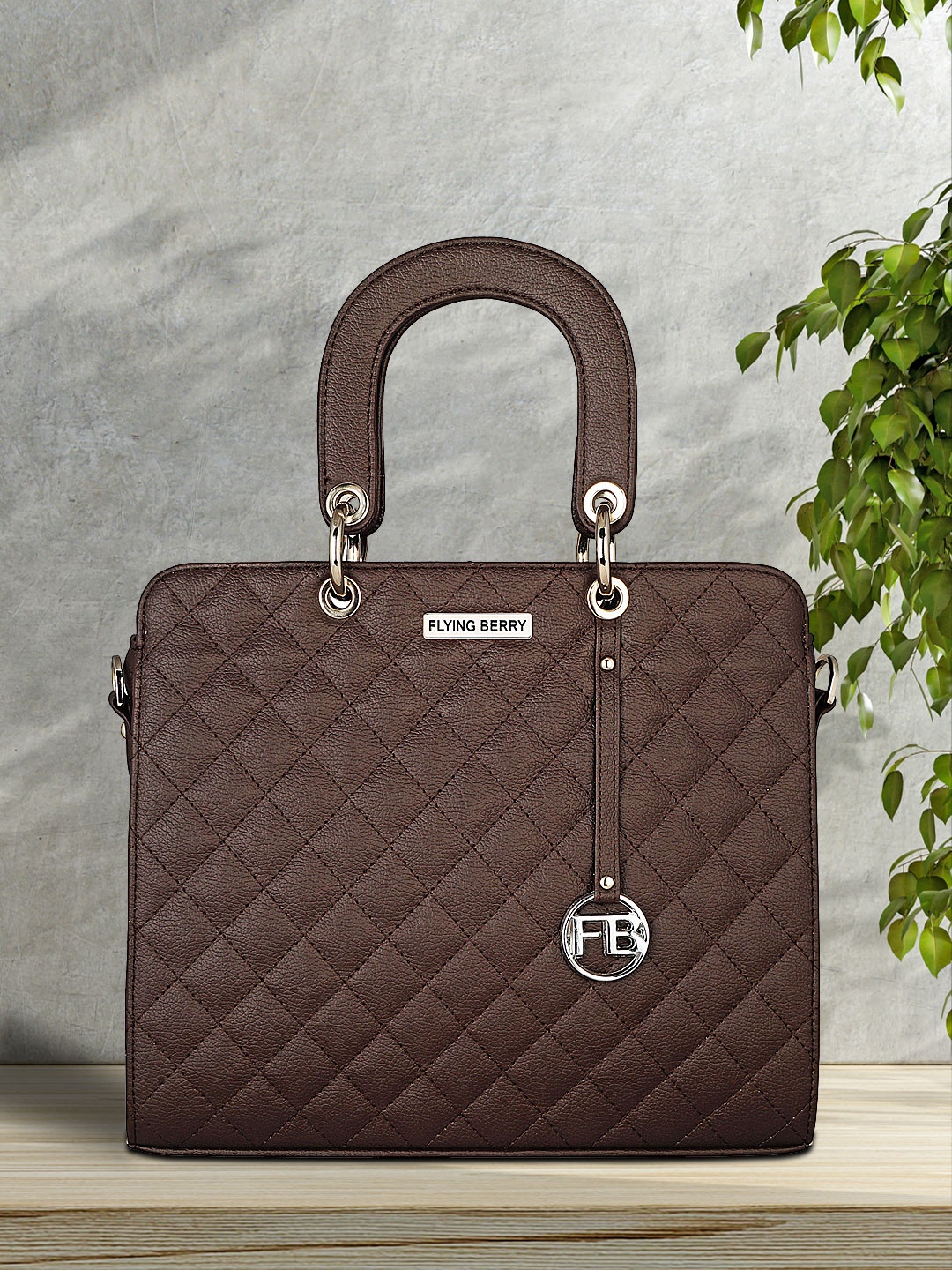 

FLYING BERRY Brown Textured Handheld Bag