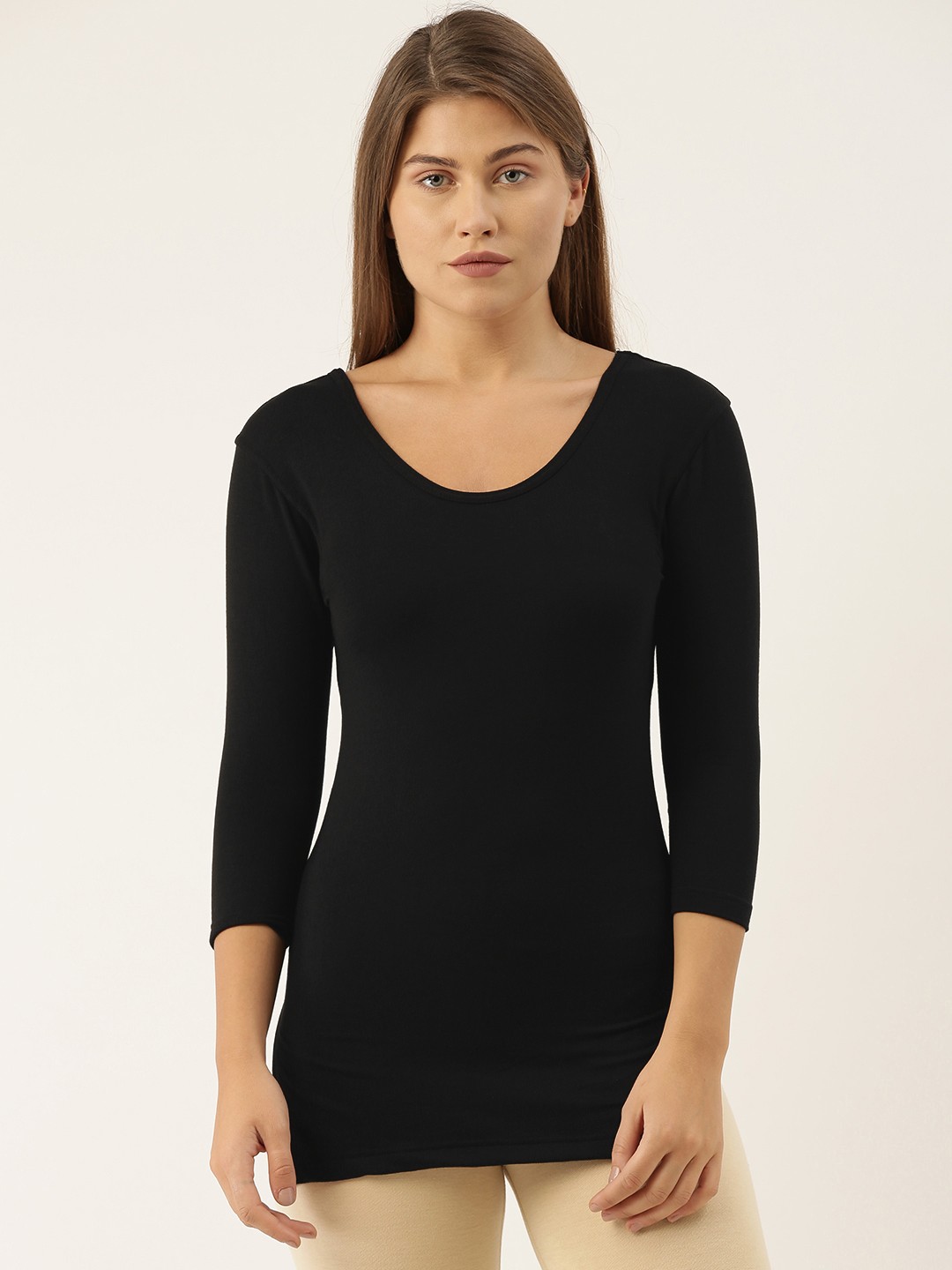 

Fruit of the loom Woman's Black Solid Thermal Top
