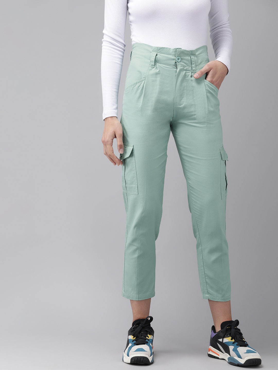 

The Dry State Women Blue Regular Fit Solid Cargos