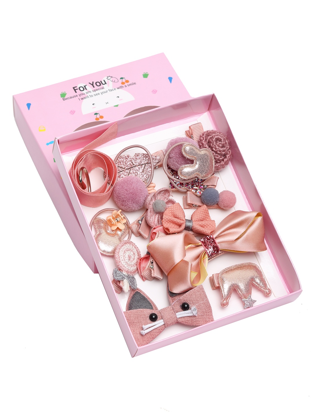 

YouBella Pink & Beige Set of 7 and more Embellished Hair Accessory Set