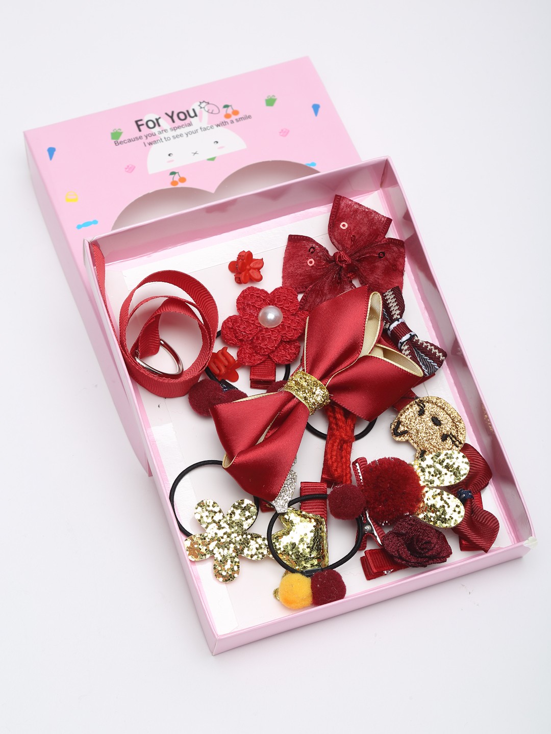 

YouBella Set Of 18 Red & Gold-Toned Embellished Hair Accessories