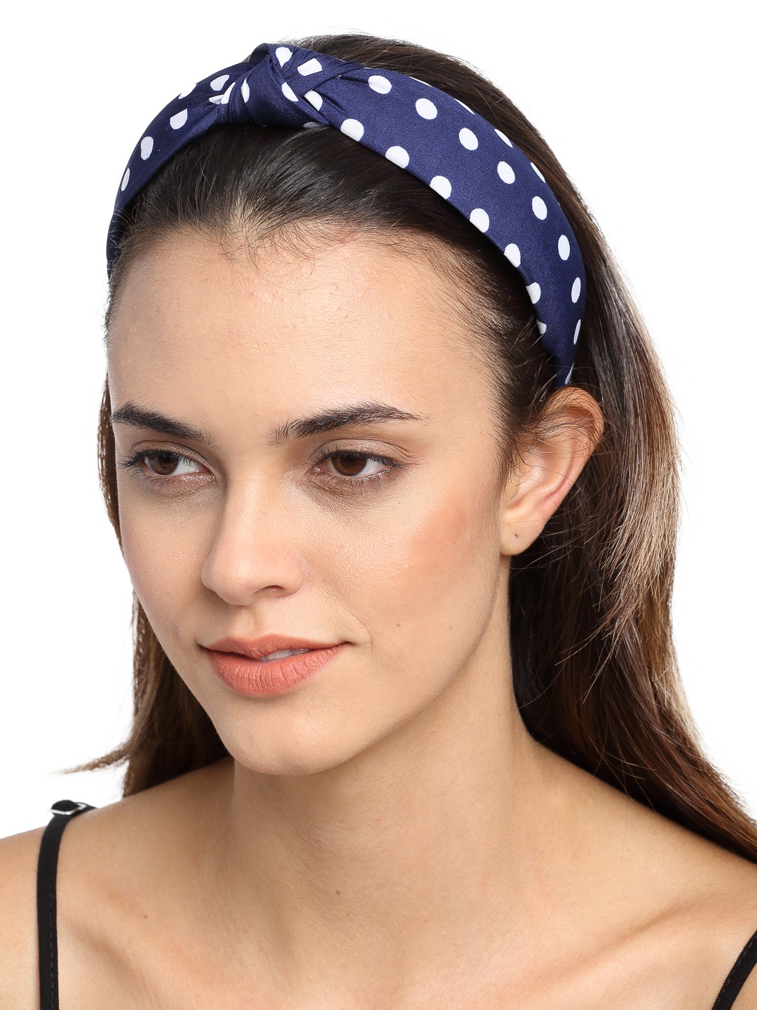 

YouBella Navy Blue Polka Dot Printed Hairband