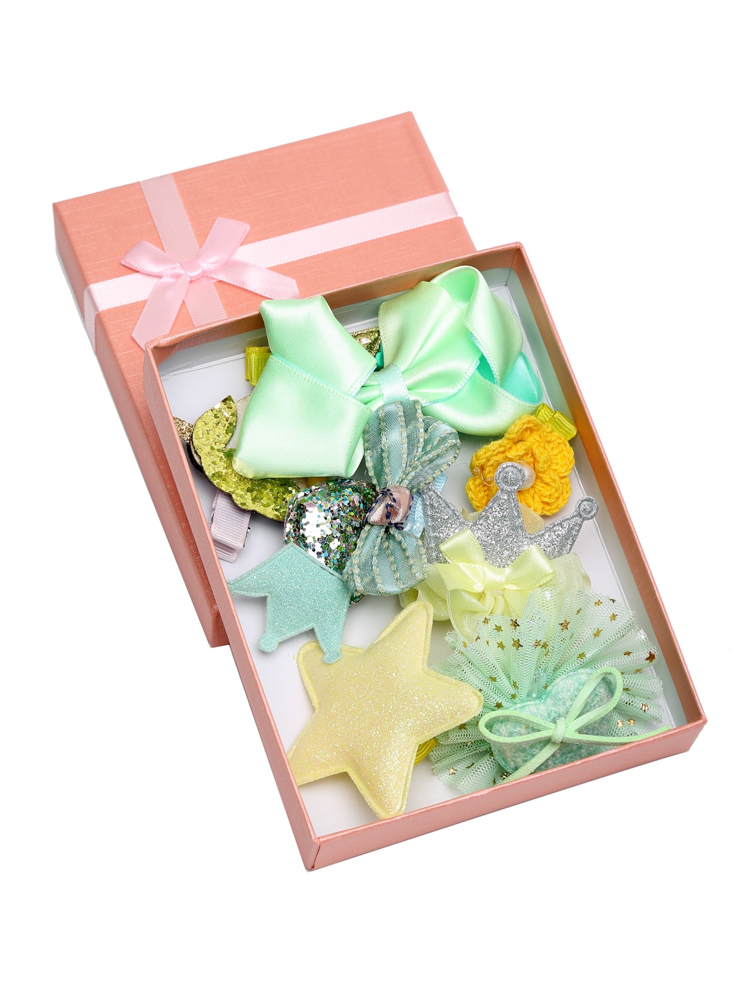 

YouBella Green & Yellow Set of 7 and more Embellished Hair Accessory Set