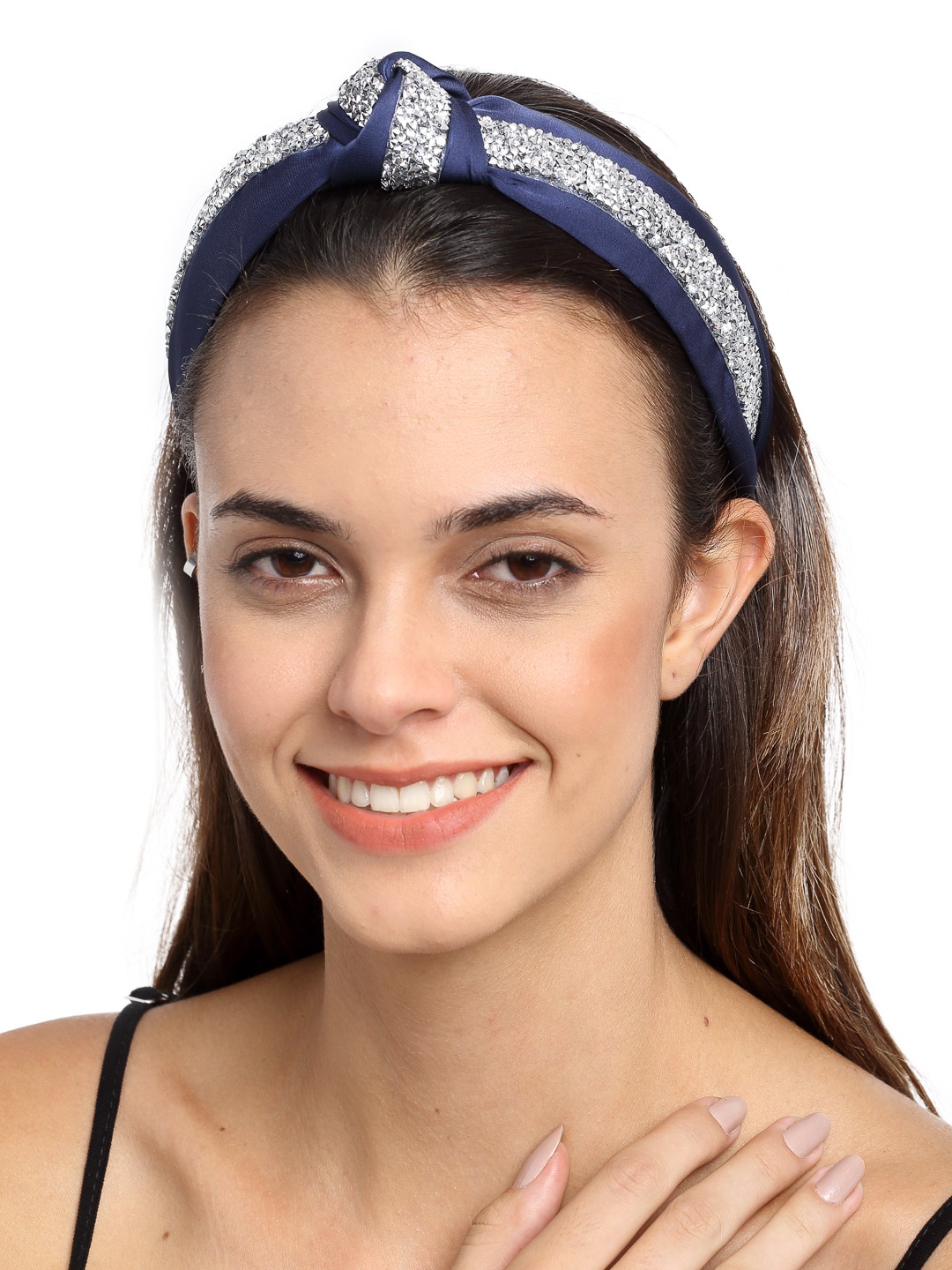 

YouBella Navy Blue Embellished Hairband
