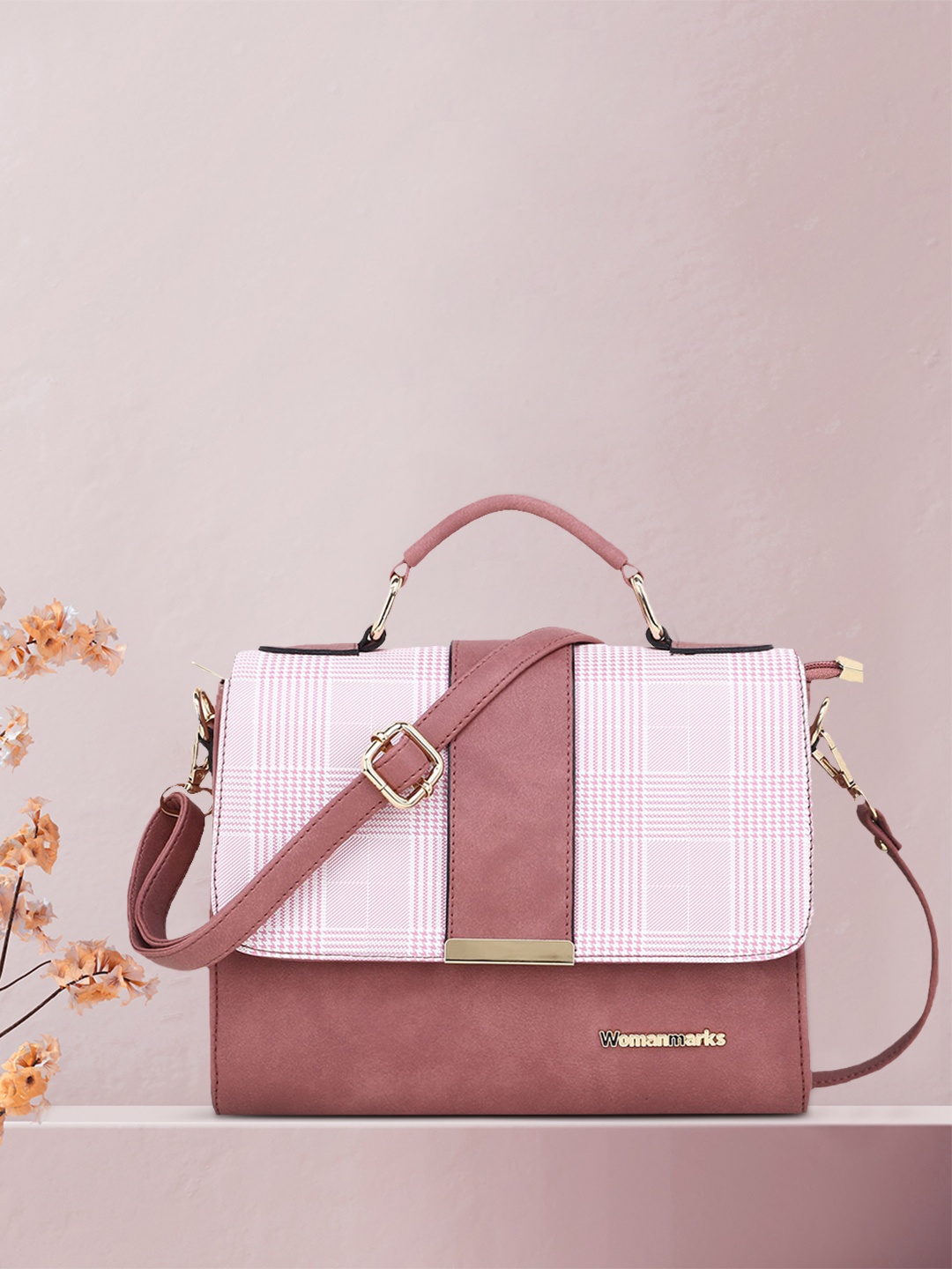 

WOMEN MARKS Pink Checked Sling Bag