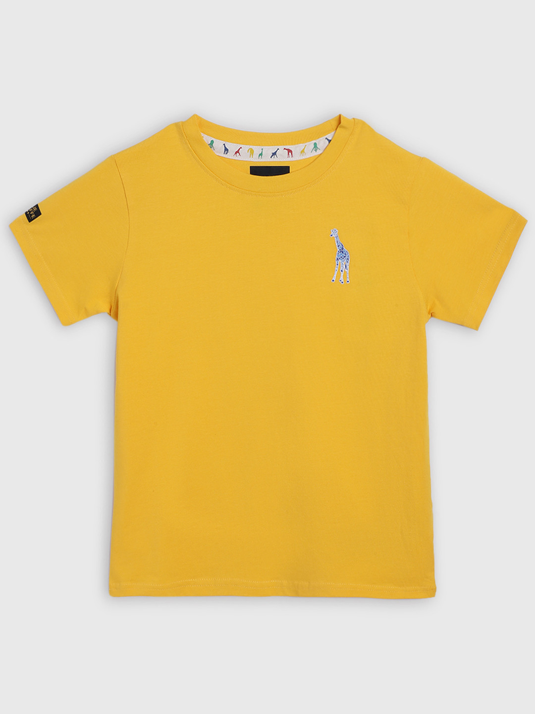 

Blue Giraffe Boys Yellow Solid Round Neck Tshirt