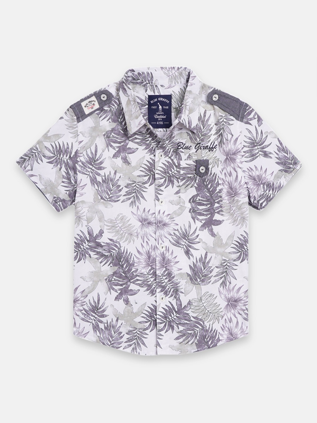

Blue Giraffe Boys Off-White Regular Fit Printed Casual Shirt