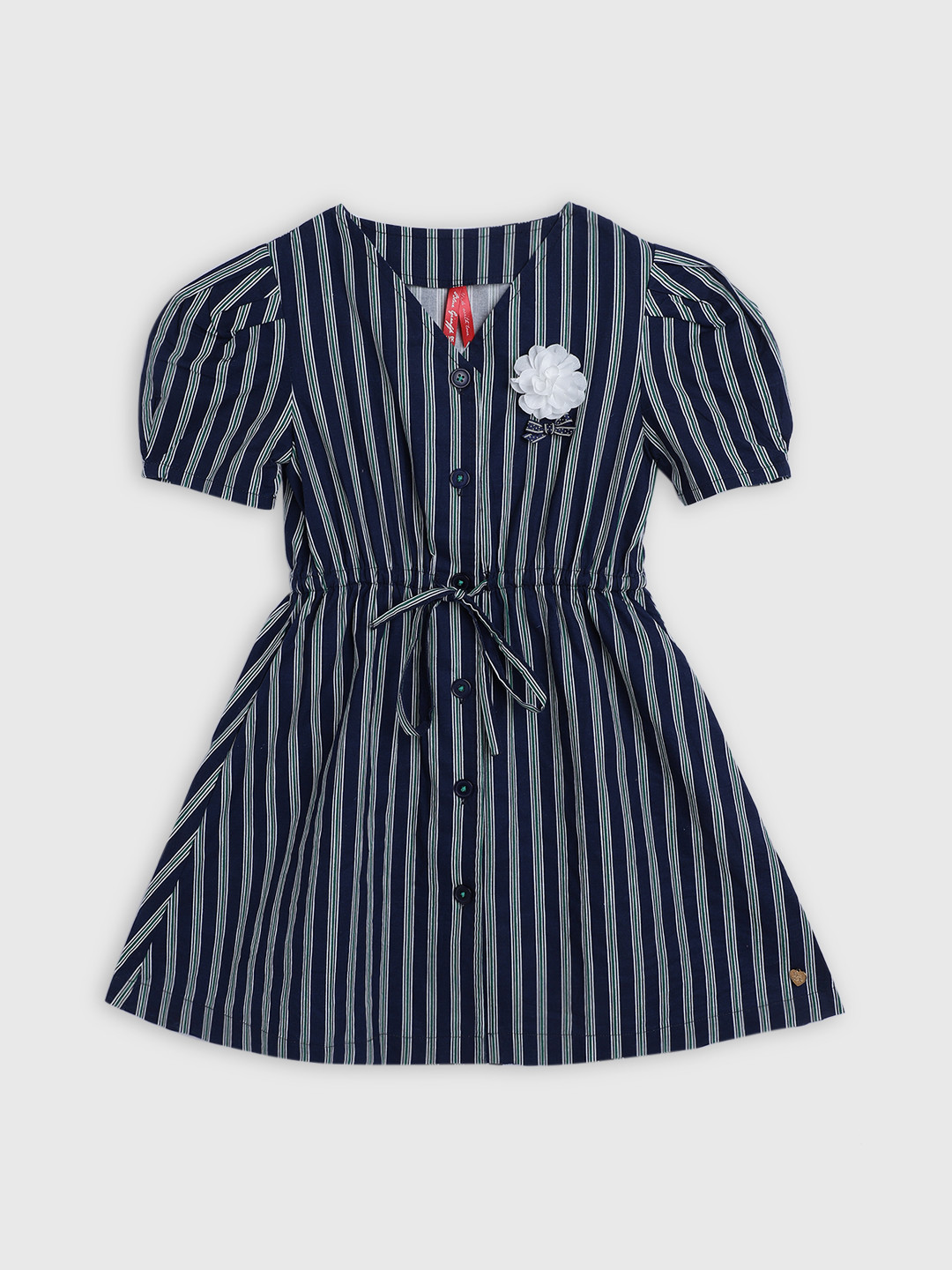 

Blue Giraffe Girls Navy Blue Striped Fit and Flare Dress