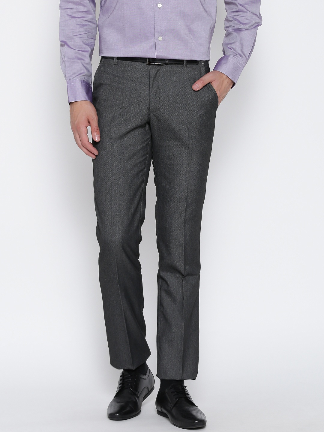 

Black Coffee Charcoal Grey Regular Slim Fit Formal Trousers