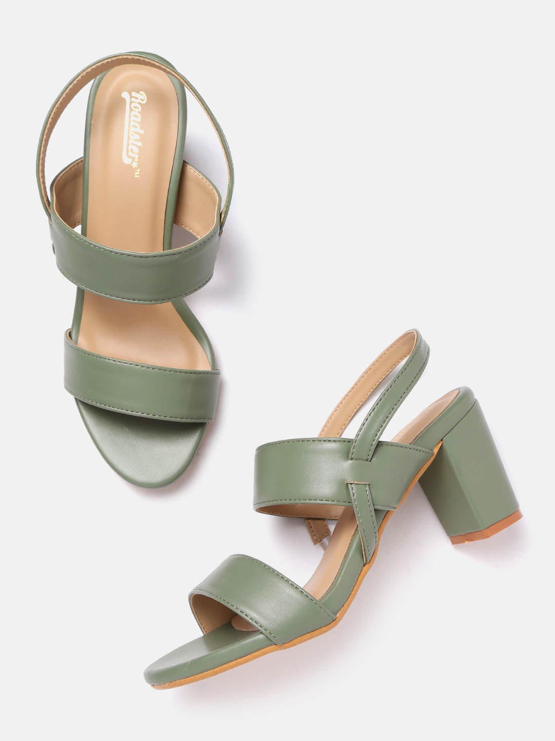 

Roadster Women Olive Green Solid Block Heels