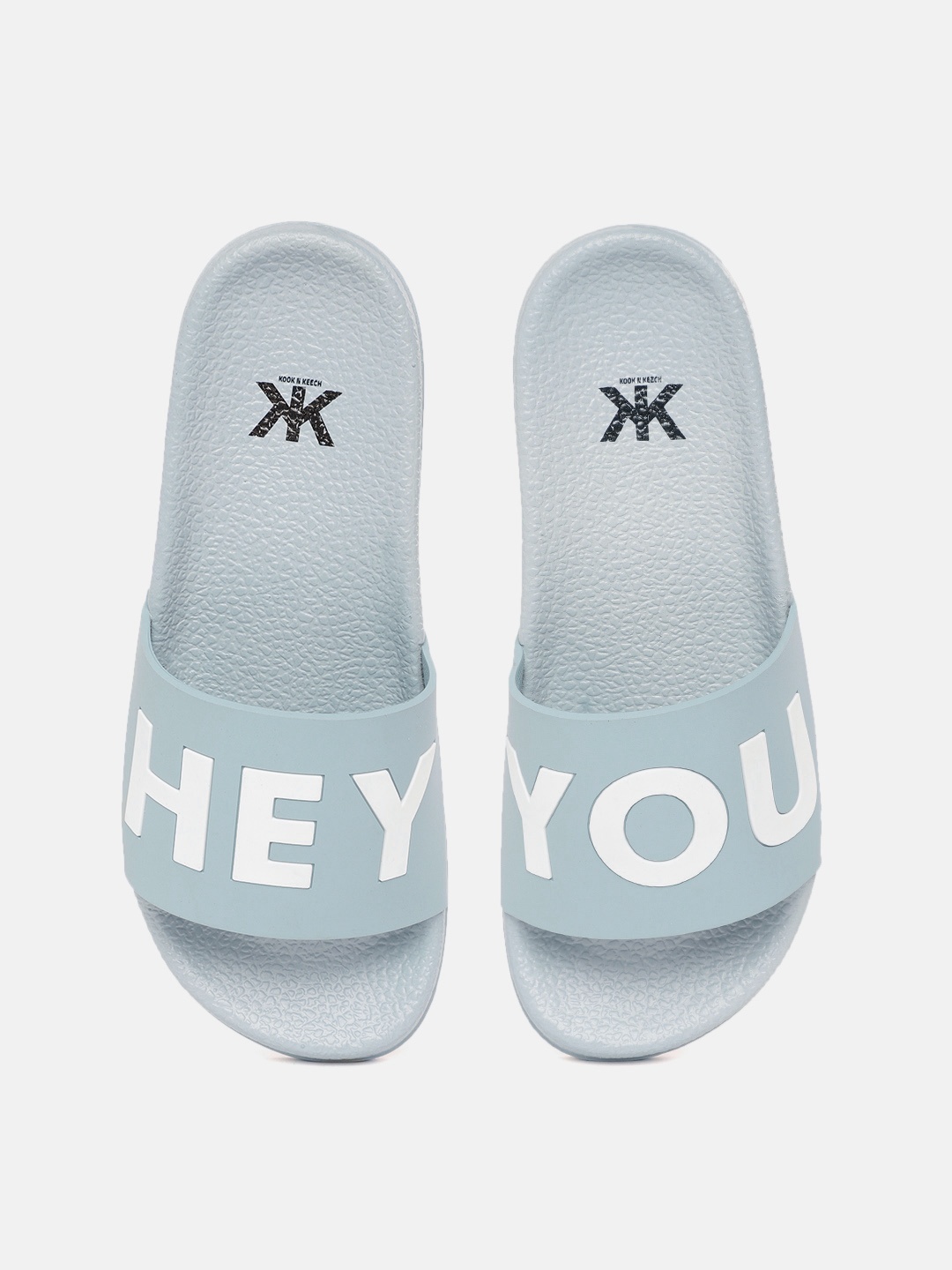 

Kook N Keech Women Blue & White Typography Embossed Sliders