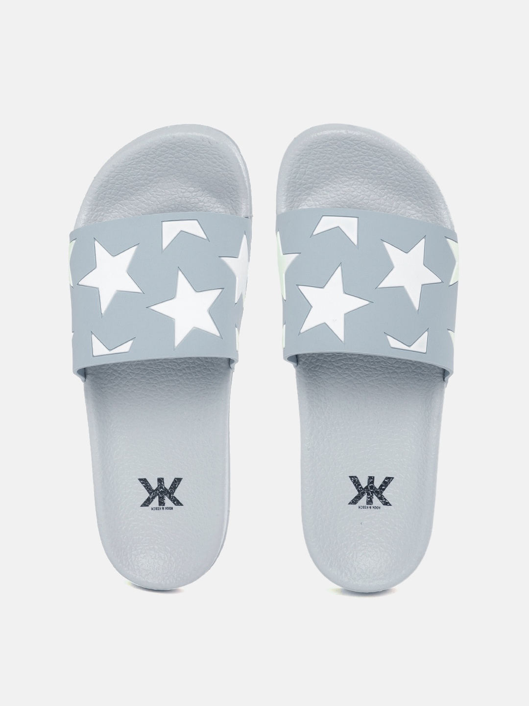 

Kook N Keech Women Blue & White Embossed Star Print Sliders