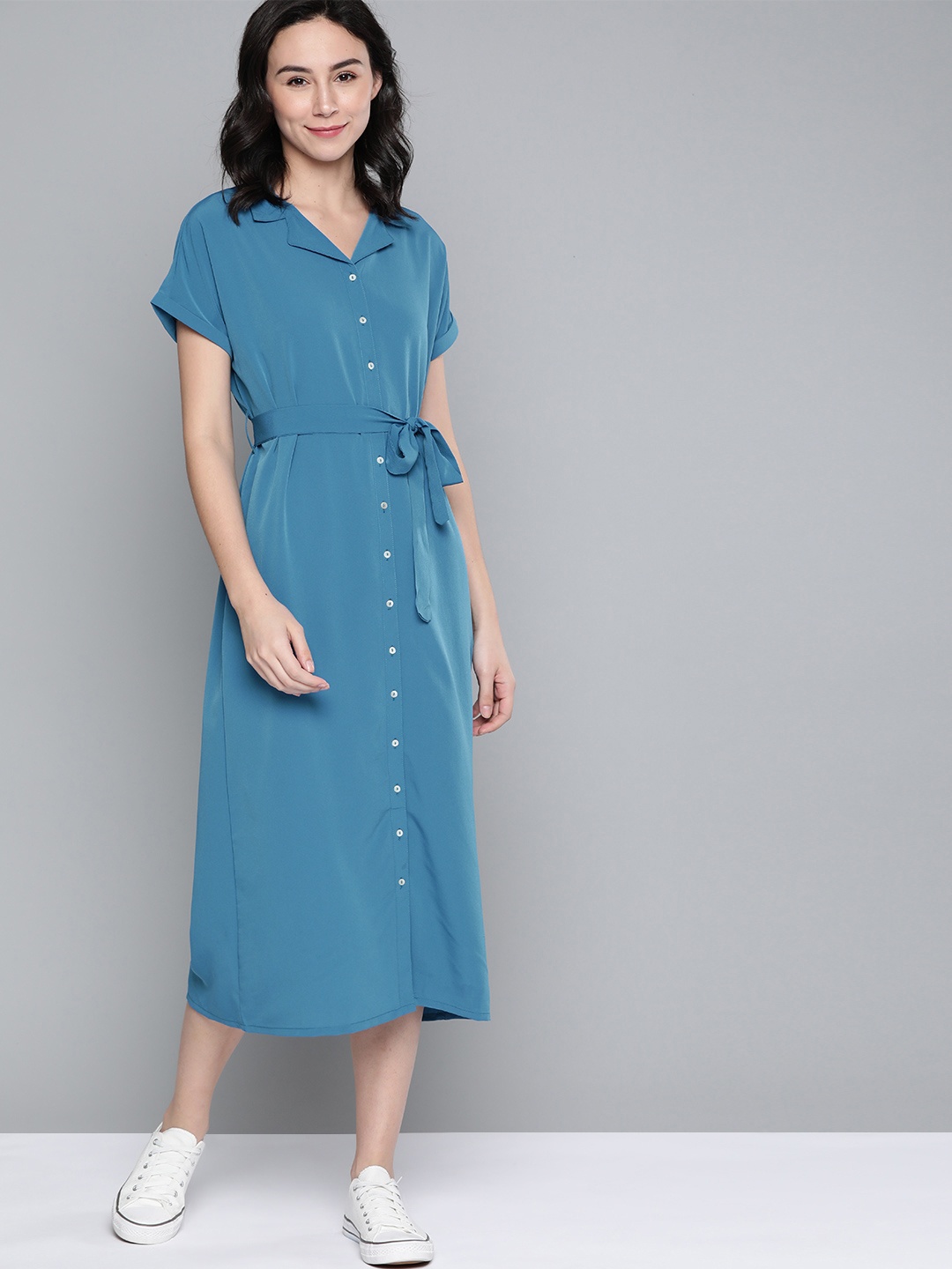 

M&H Our Water SustainableWomen Blue Solid Shirt Dress