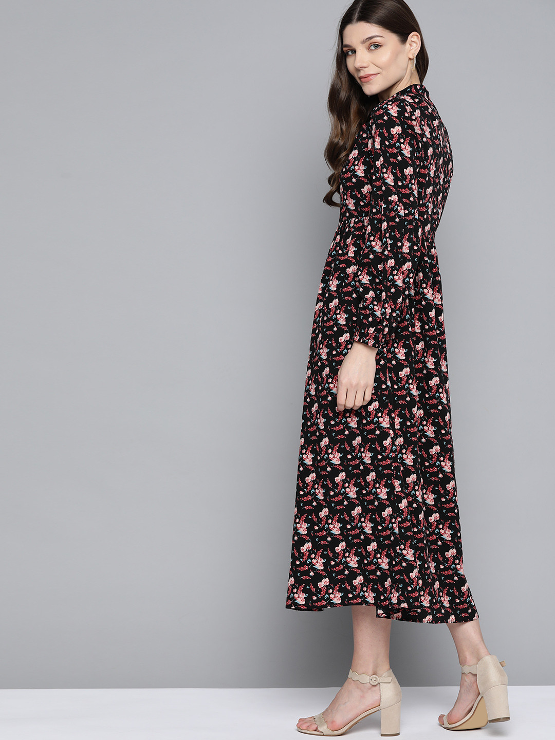 

Mast & Harbour Women Black Printed A-Line Dress