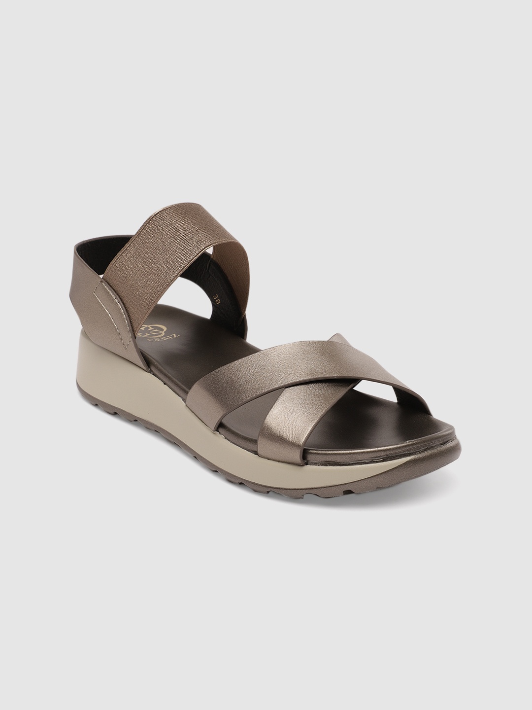 

CERIZ Women Gunmetal-Toned Solid Flatforms, Metallic