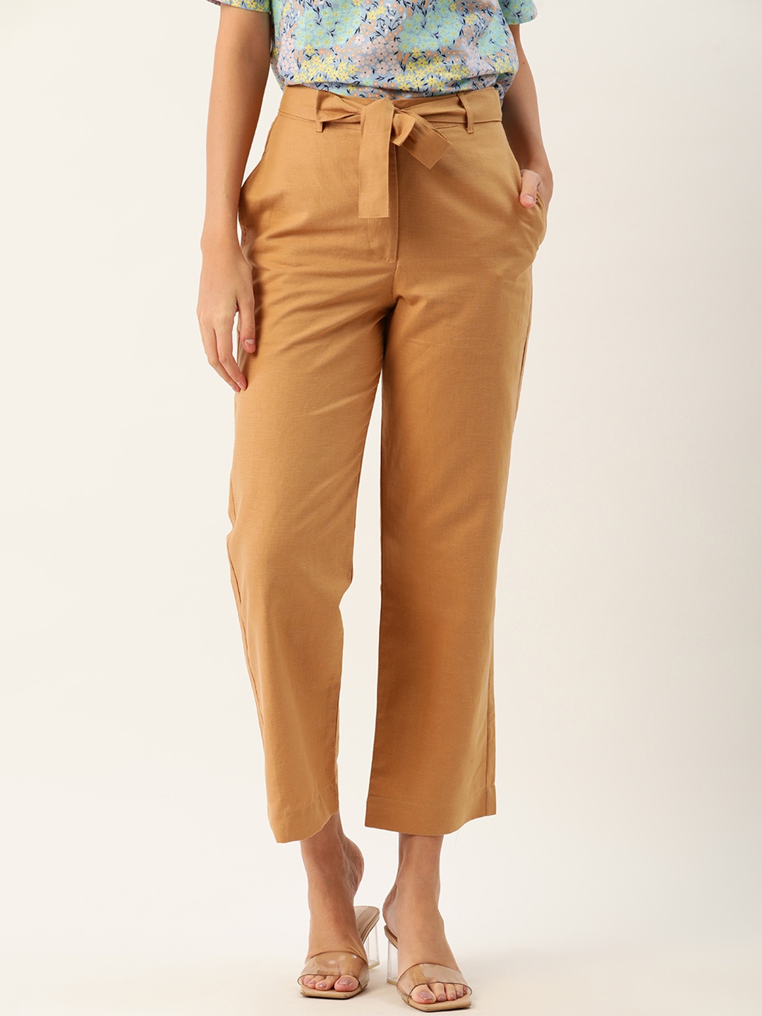 

United Colors of Benetton Women Mustard Yellow Regular Fit Solid Trousers