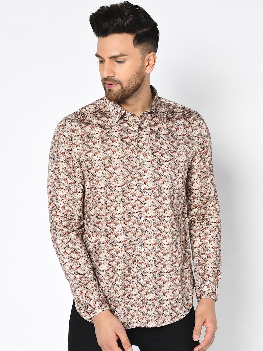 

Blackberrys Men Beige Phoenix Skinny Fit Printed Casual Shirt
