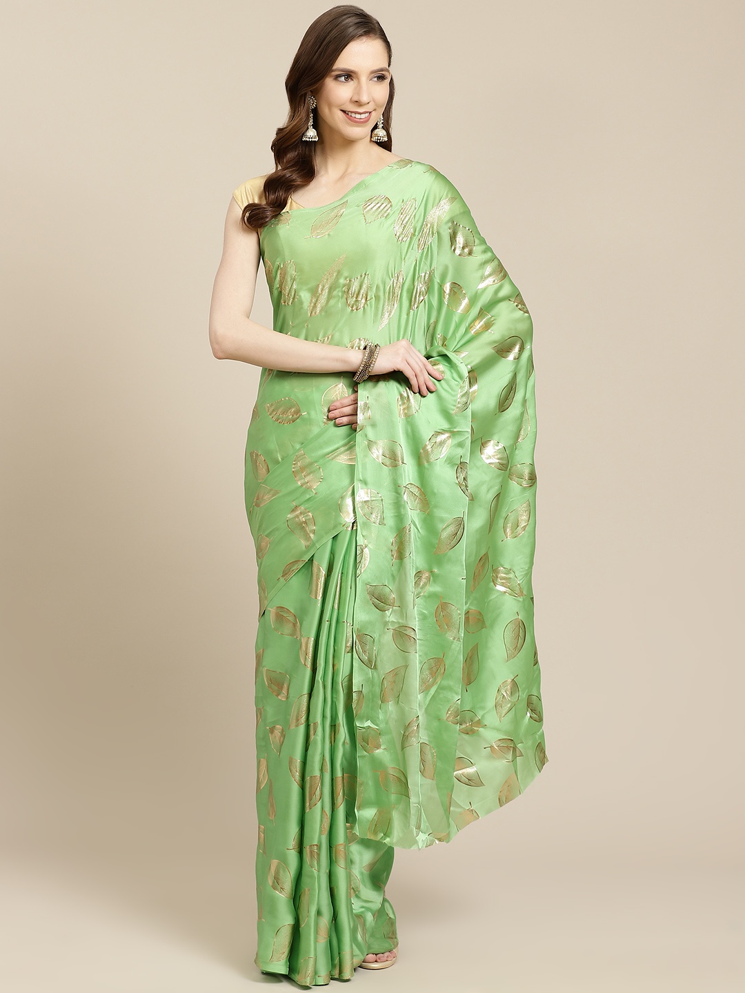 

SHOPGARB Green & Golden Printed Saree