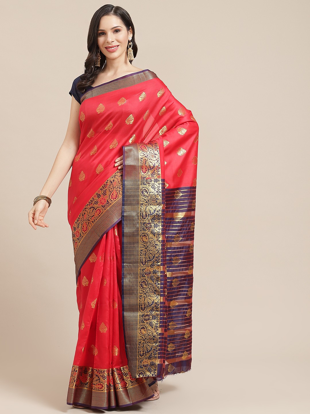 

SHOPGARB Red & Golden Woven Design Banarasi Saree