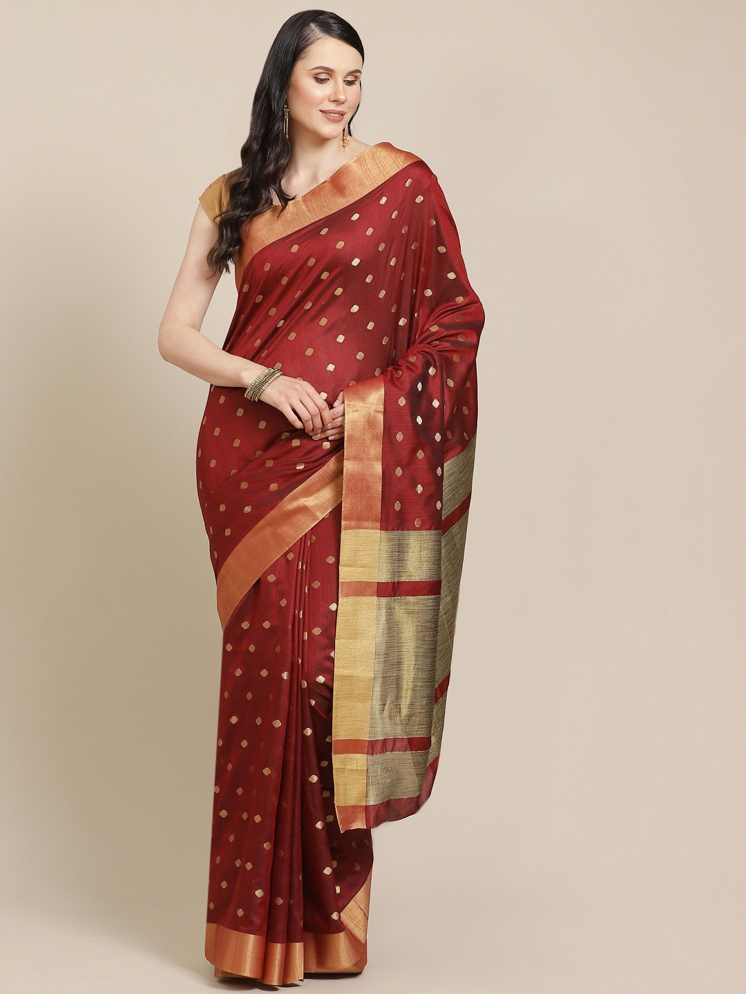

SHOPGARB Maroon & Golden Woven Design Banarasi Saree