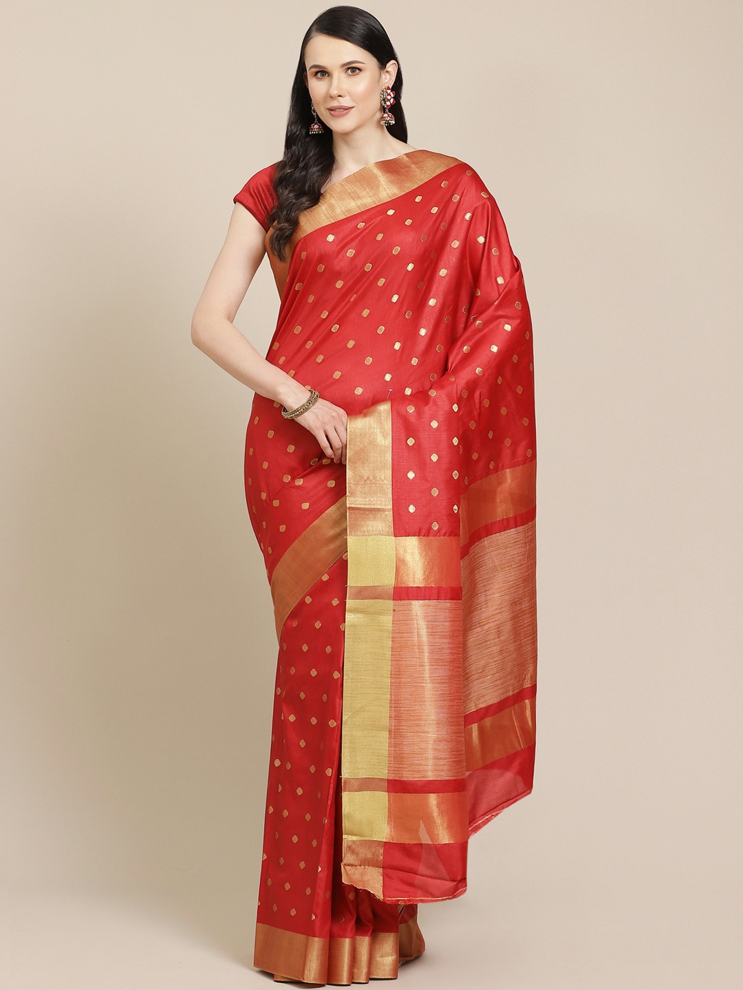 

SHOPGARB Red & Golden Woven Design Banarasi Saree