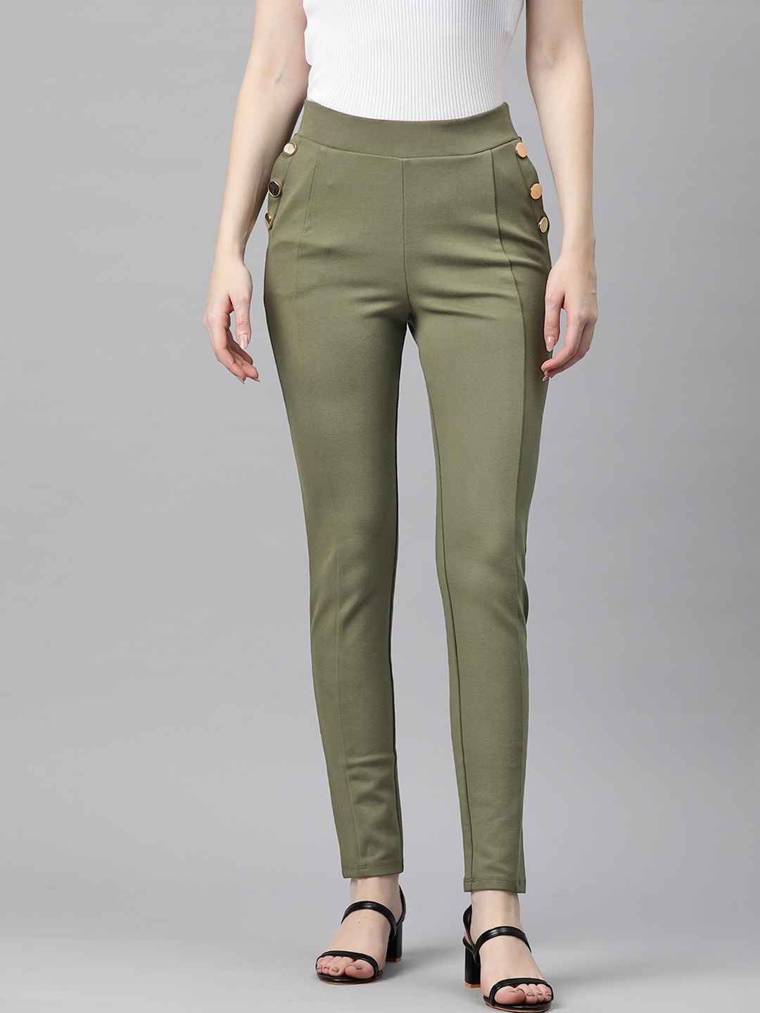 

Marks & Spencer Women Skinny Fit Treggings, Olive