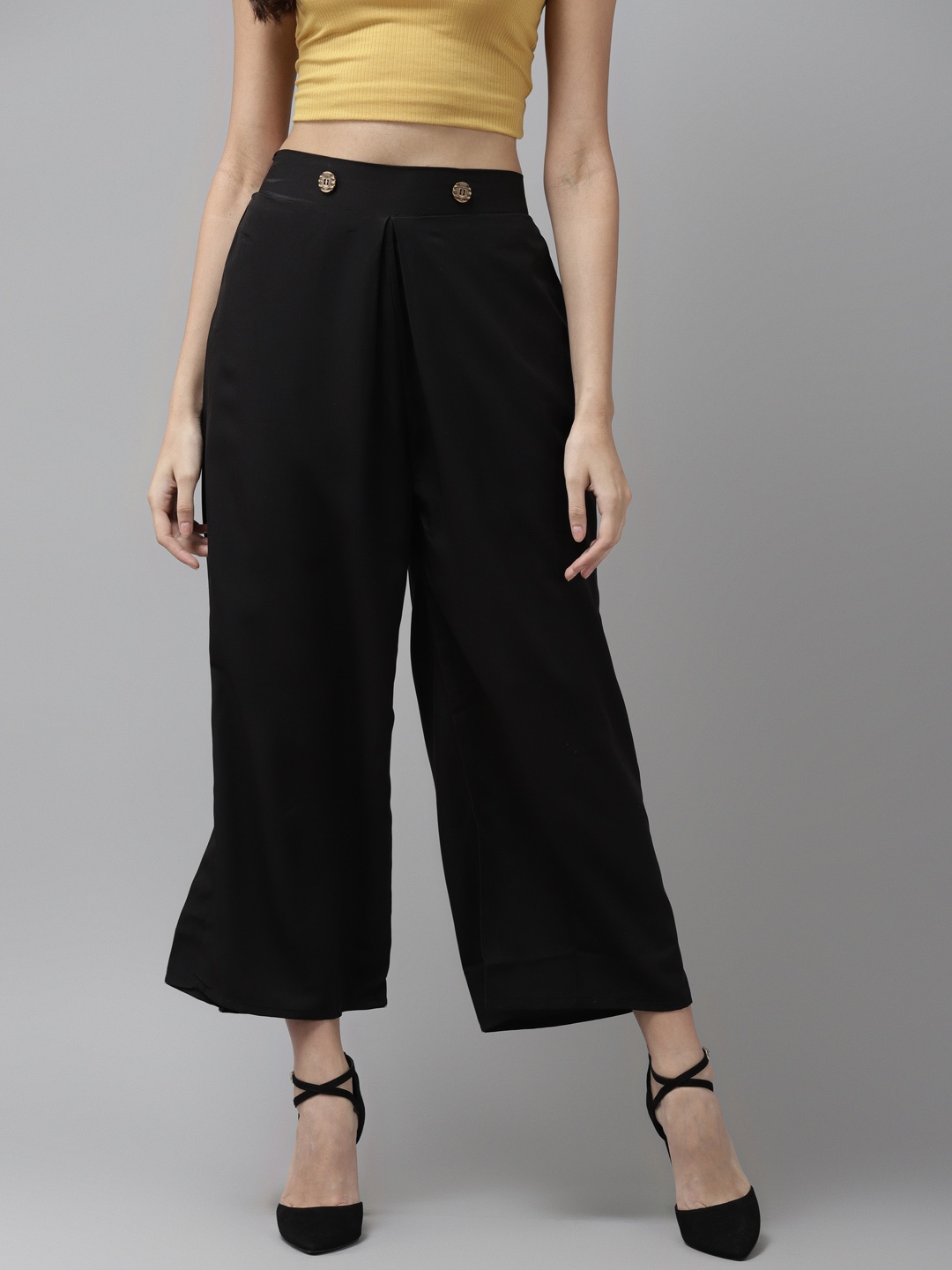

Cayman Women Black Regular Fit Solid Cropped Parallel Trousers